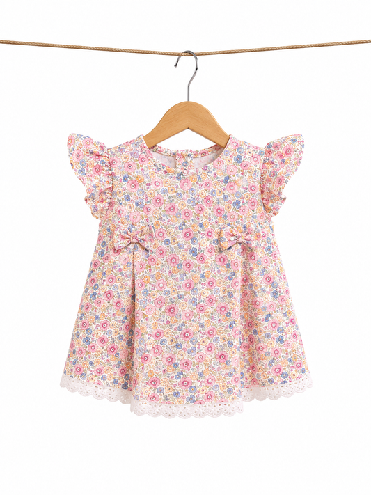 Vestido floreado l Color Azul rosa