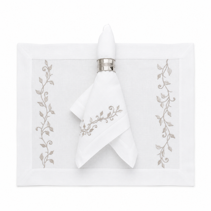 Juego de 4 Individuales con Servilleta l Guía floral beige