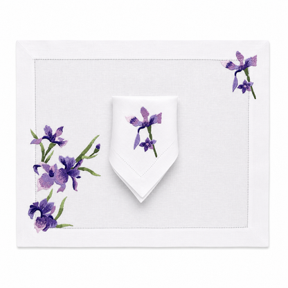 Juego de 4 Individuales con Servilleta l Flores Moradas