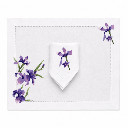 Juego de Individuales con Servilleta l Flores Moradas
