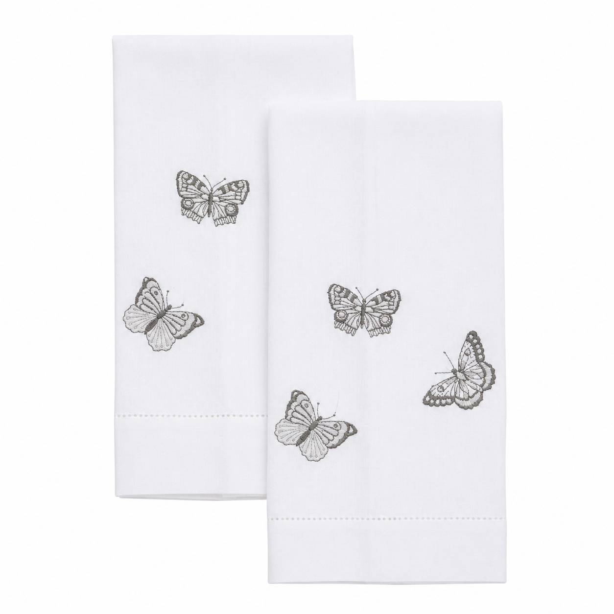 Par de toallas de lino l Mariposas grises