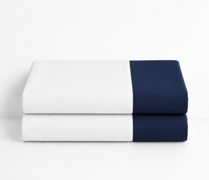 Mantel de Lino l Blanco Azul Marino