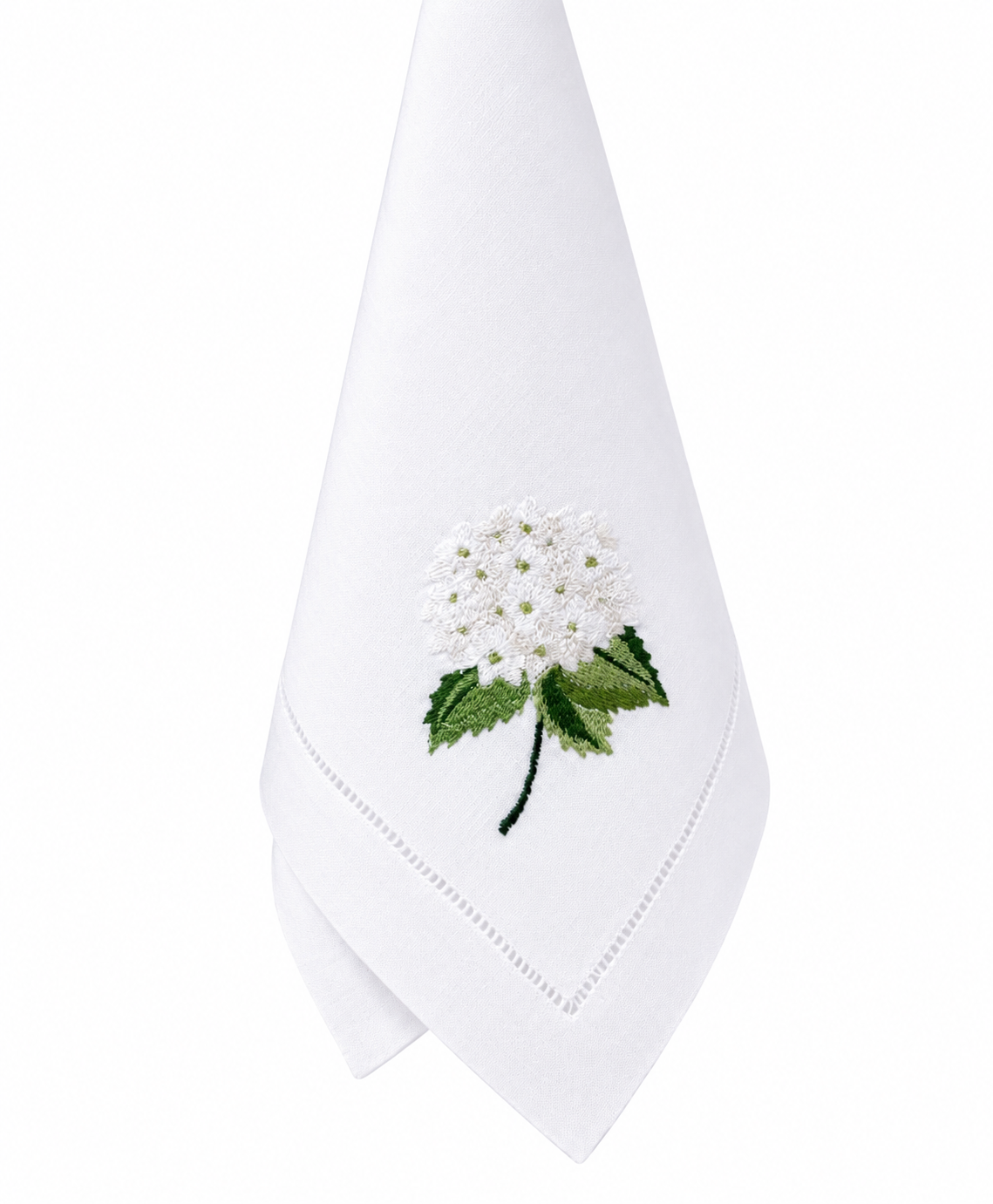Servilleta de lino con bordado hortensia