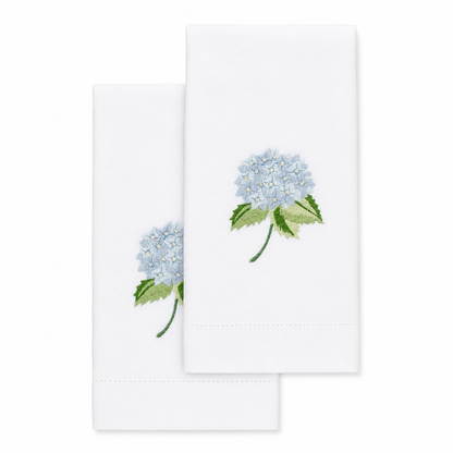 Par de toallas de lino hortensia azul
