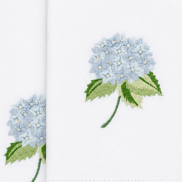 Par de toallas de lino hortensia azul