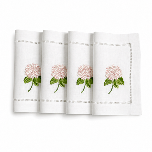 Juego de servilletas de cocktail Hortensias Rosa