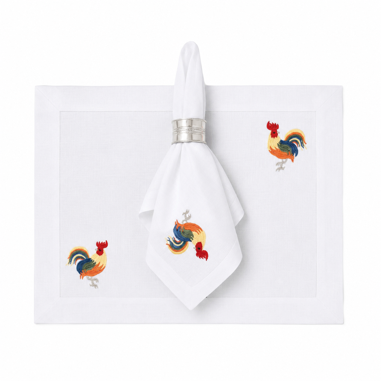 Juego de 4 Individuales con Servilleta l Gallo amarillo