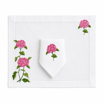 Juego de 4 Individuales con Servilleta l Flores Rosas