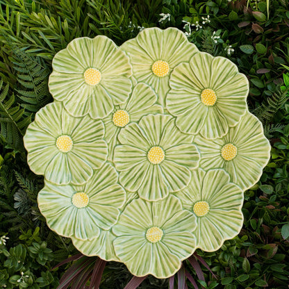 Platón de cerámica flores verde