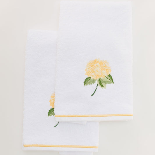 Par de toallas de felpa hortensia amarilla
