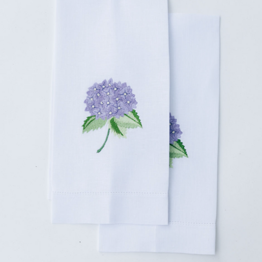 Par toallas de lino hortensia morada