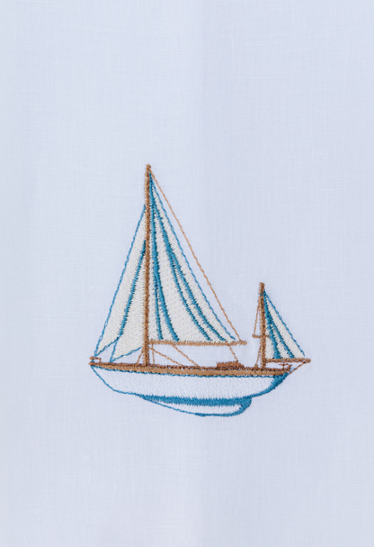 Par de toallas de lino velero azul