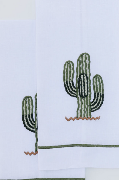 Par de toallas de lino cactus