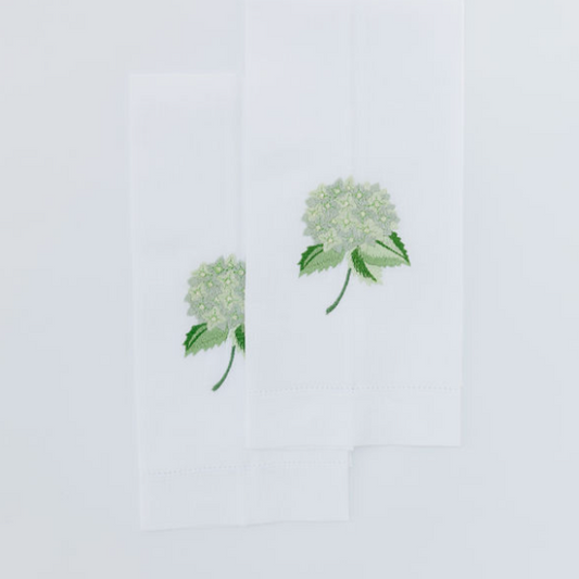Par de toallas de lino hortensia verde