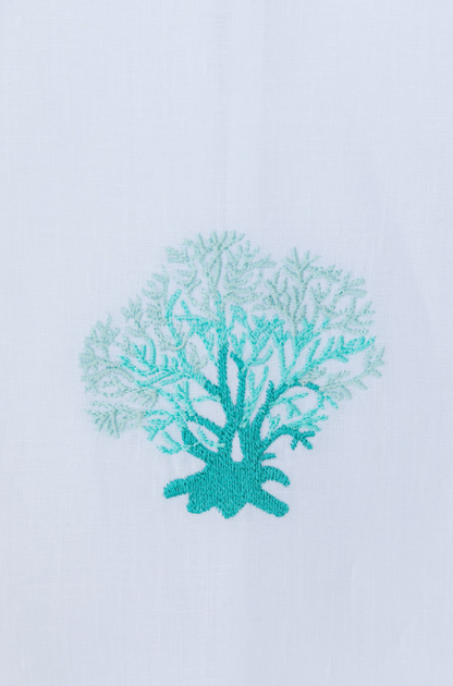 Par de toallas de lino coral azul
